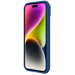 Чехол синего цвета от Nillkin с защитной шторкой для камеры на iPhone 15, серия CamShield Pro Case