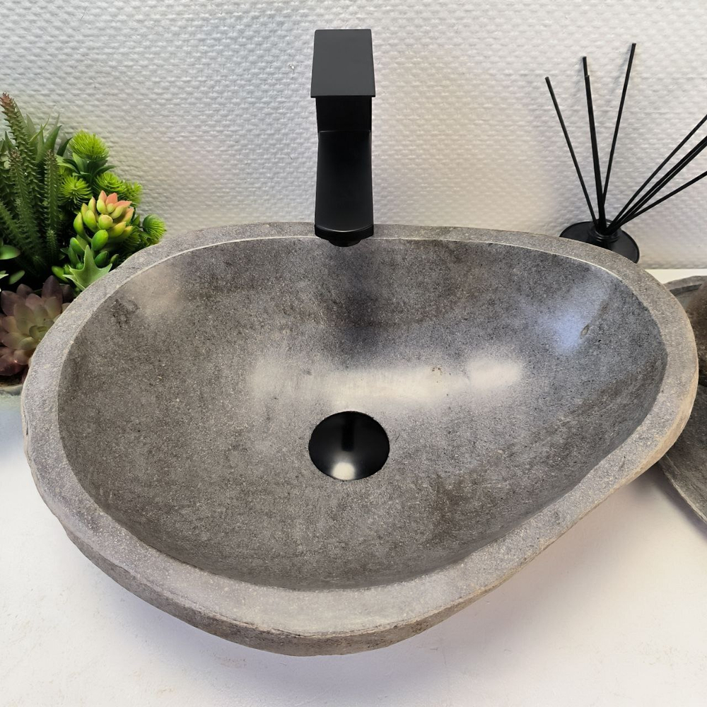 Каменная раковина из речного камня RS-64126 (49*35*16) 0122