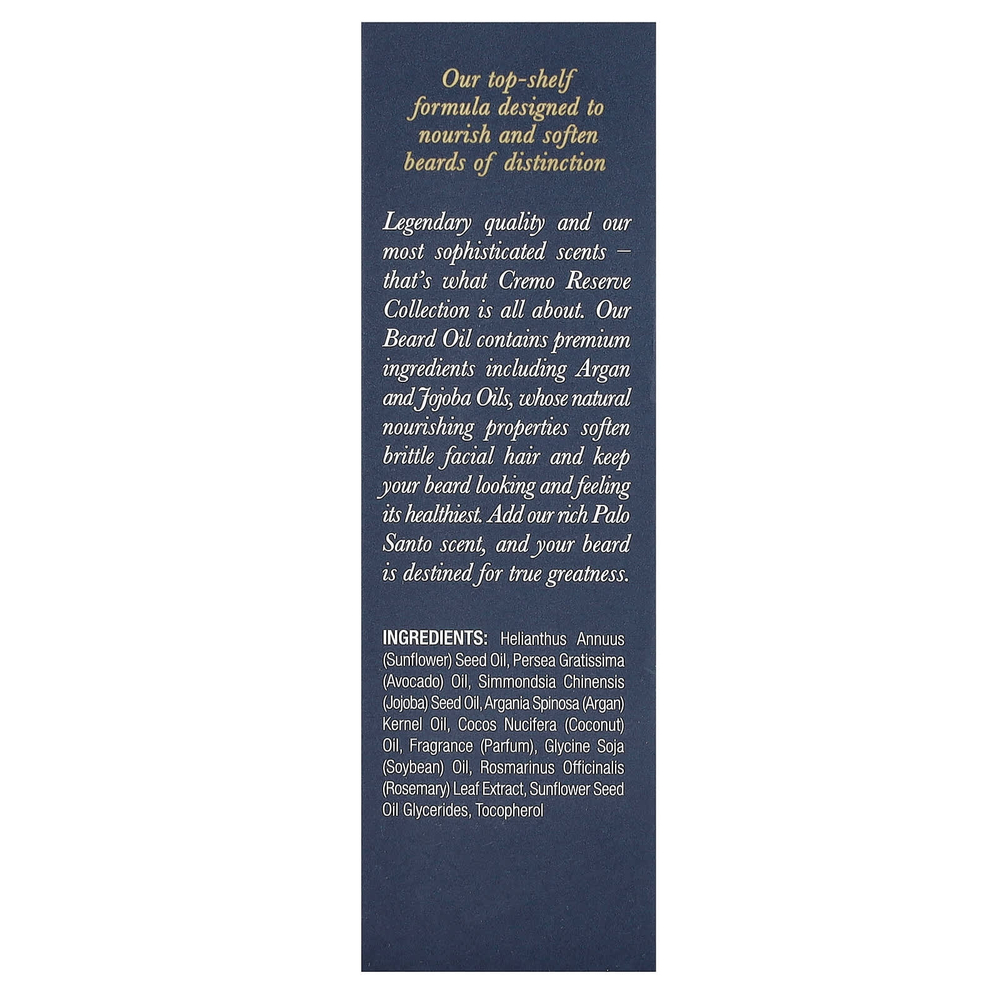 Cremo, Reserve Collection, восстанавливающее масло для бороды, пало санто, 30 мл (1 жидк. унция)
