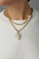 Колье-трансформер miss Di золото с белым жемчугом Майорка