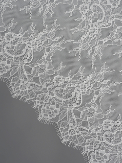 Кружево шантильи теплое белое неэластичное ширина 22 см купон 2.9 м