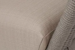 "Фиджи" диван 3-местный плетеный из роупа, каркас алюминий светло-серый (RAL7035) муар, роуп серый меланж круглый, ткань Mossle бежевая