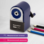 Точилка механическая BRAUBERG "ORIGINAL" для чернографитных и цветных карандашей крепление к столу корпус синий (2 штуки в упаковке)