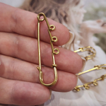 Брошь(3 петли) булавка, Сталь, 2я позолота, петля литая - долговечная, р-р 50мм