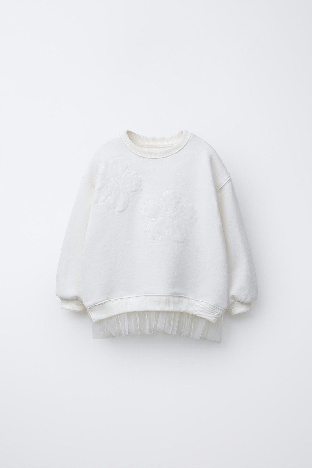 ZARA ТОЛСТОВКА С ЦВЕТОЧНЫМ ПРИНТОМ, ЖЕЛТОВАТО-БЕЛЫЙ