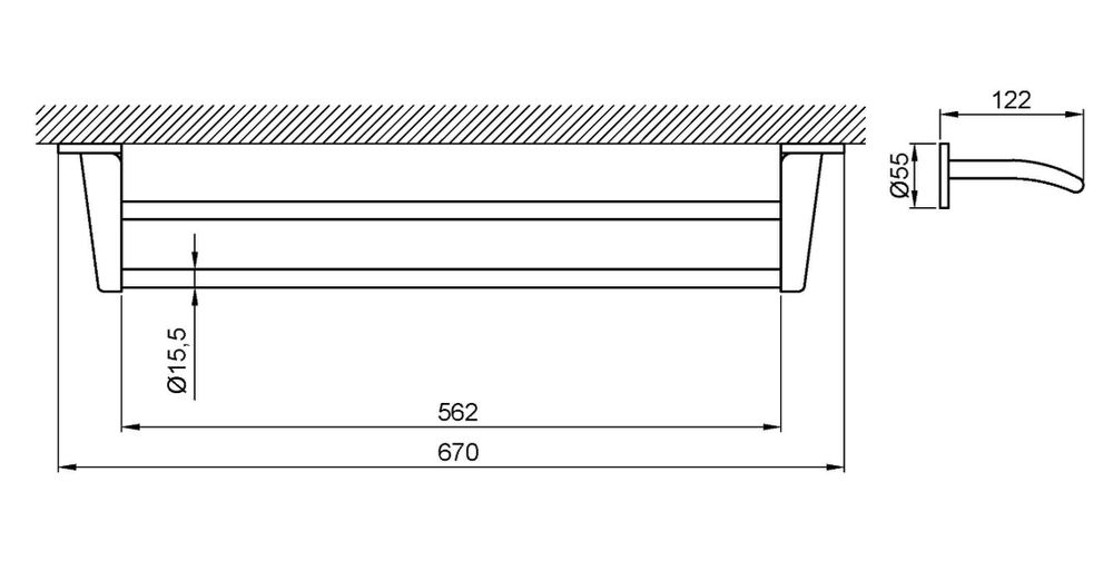 Полотенцедержатель 670 мм замак HOTEL 16405.B глянцевый
