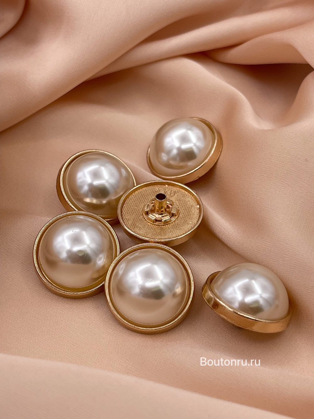 Шляпка под установочные кнопки жемчуг золото