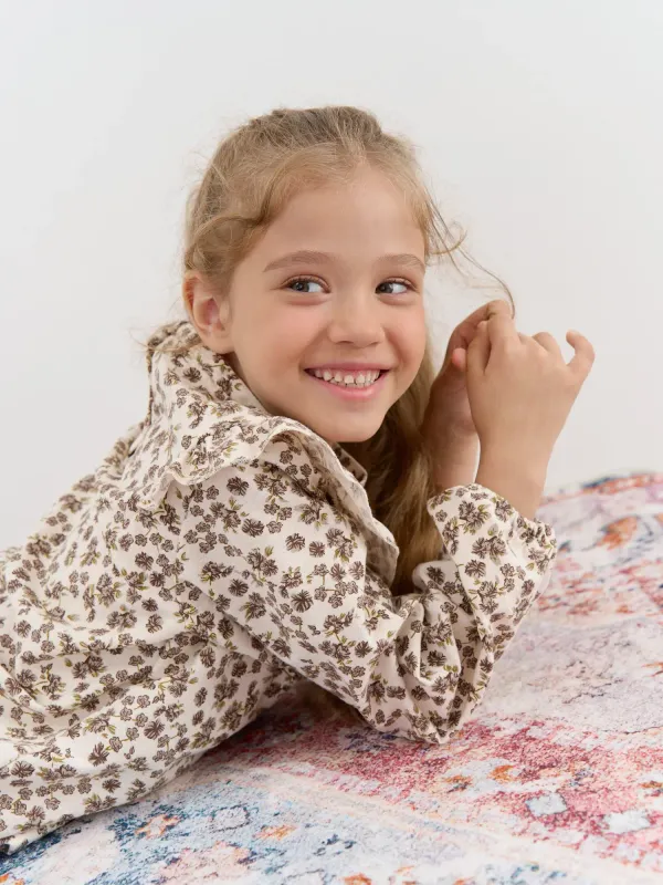 Блузка фланелевая с объемными рукавами 