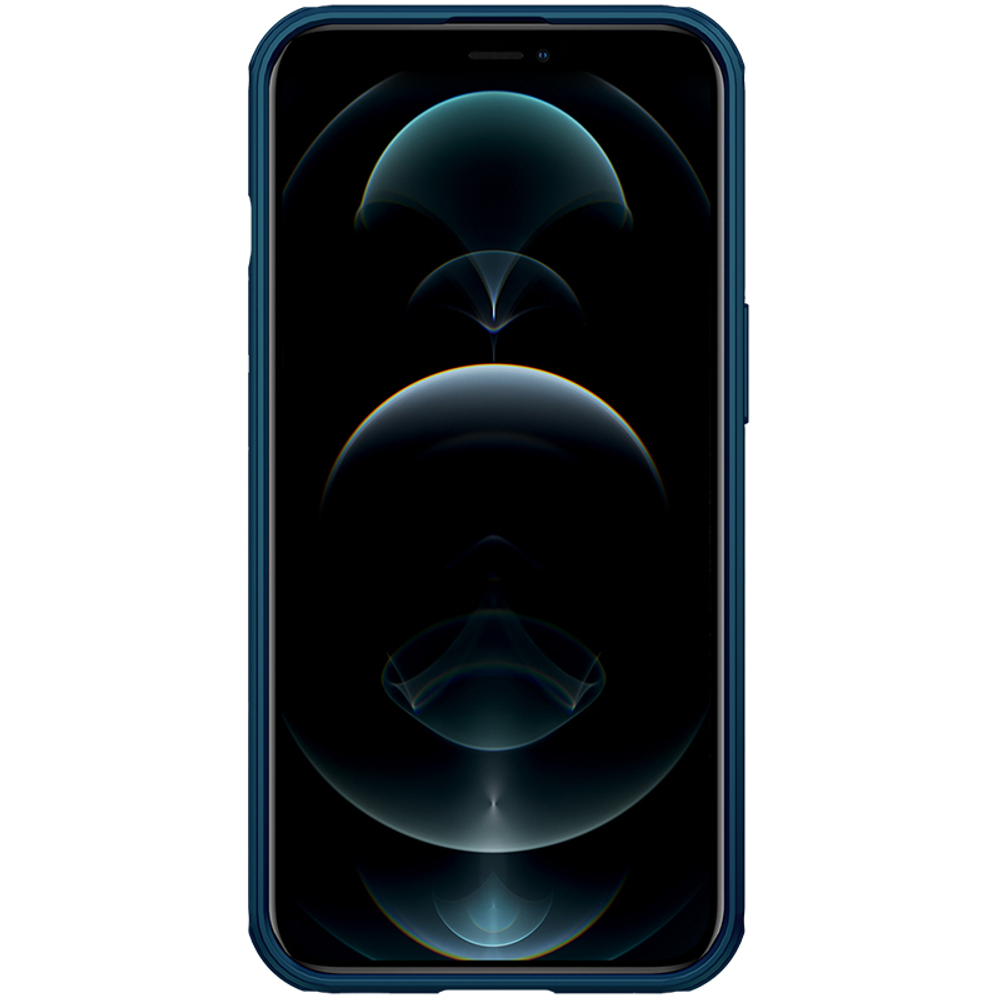 Усиленный чехол синего цвета для iPhone 13 Pro от Nillkin, серия CamShield Pro Case, с сдвижной шторкой для камеры