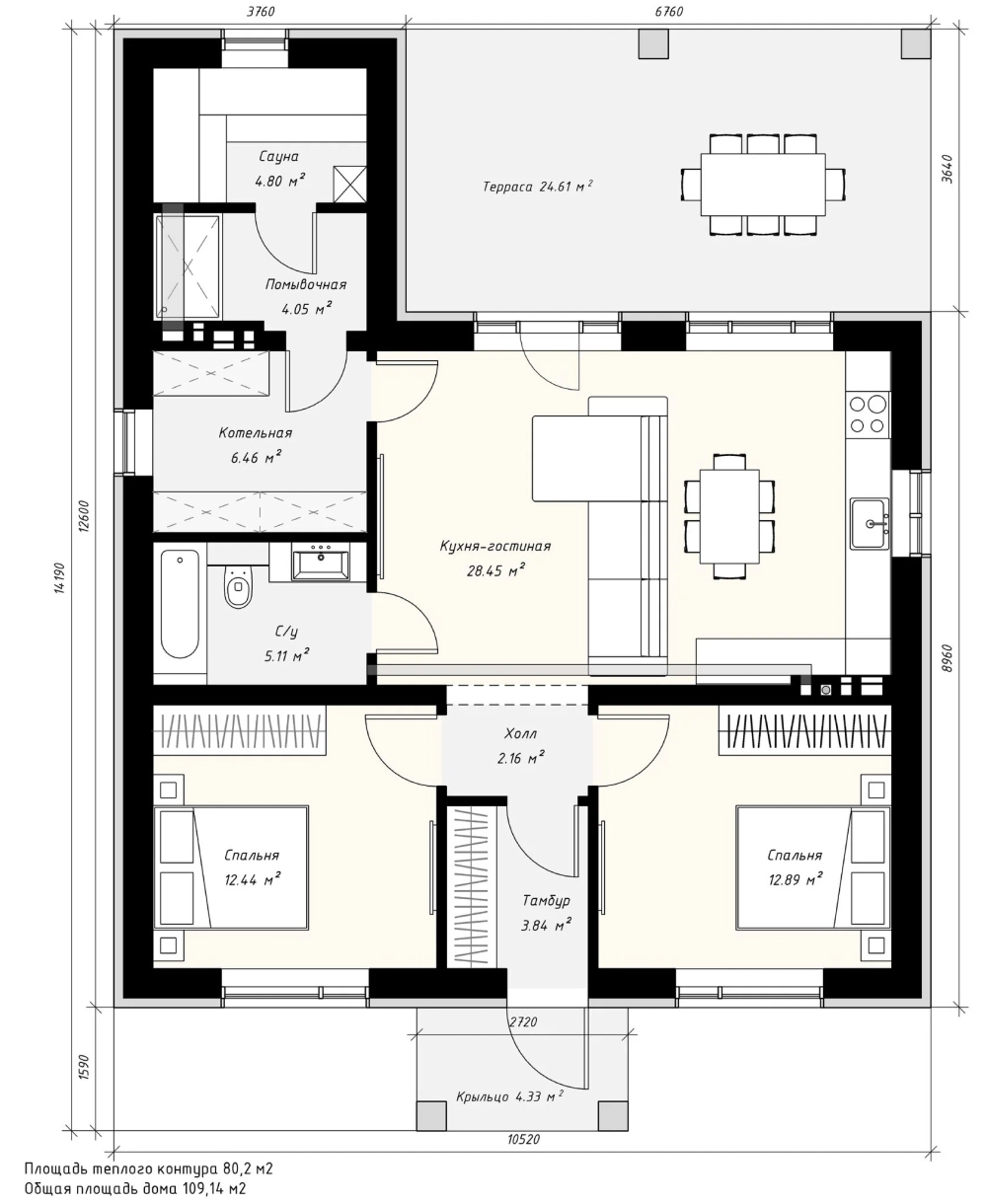 Проект Дома 109,14 кв. м К-77