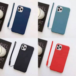 Силиконовый матовый чехол с ремешком для iPhone 11 Pro, 011397 Бирюзовый