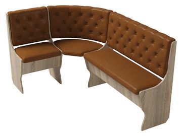 Диван угловой bravo "Оливьер" (Дуб сонома/Кожзам Mercury Cognac (AT)) -G/Л3