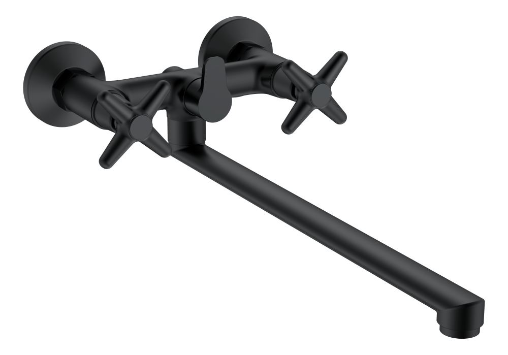 Смеситель для ванны V220143-C двухрычажный, длинный, чёрный