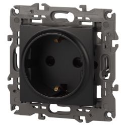 14-2102-05 ЭРА Розетка 2P+E Schuko со шторками, 16A-250В, IP20, Эра Elegance, антрацит