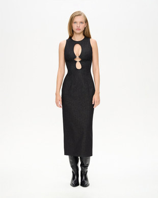 Платье миди из денима с вырезами