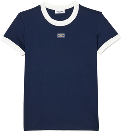 Женская теннисная футболка Lacoste Slim Fit Cotton Tennis T-Shirt - navy blue/white