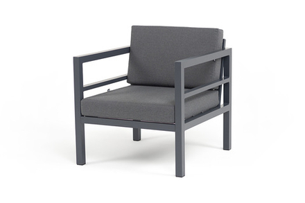 "Эстелья" кресло разборное, каркас алюминий темно-серый (RAL7024) матовый, ткань темно-серая 027