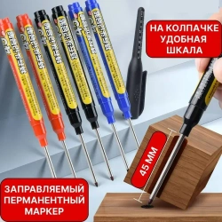 Маркер многоразового использования для вывесок на зданиях, черный, наконечник 45 мм, дополнительные чернила