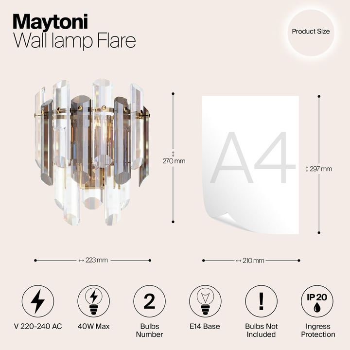 Настенный светильник Maytoni Flare DIA200WL-02G