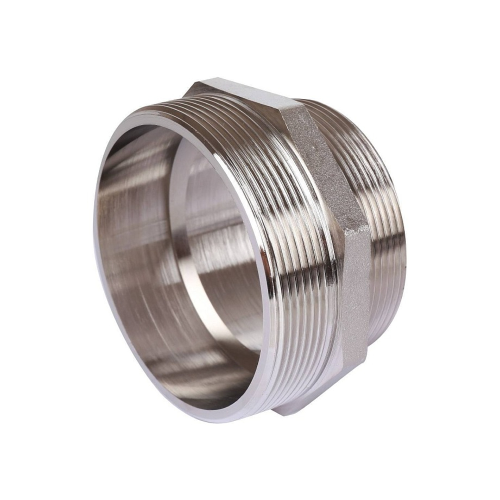Ниппель редукционный STOUT SFT 0004 - 3" x 2"1/2 (для стальных труб, латунь никелированная)