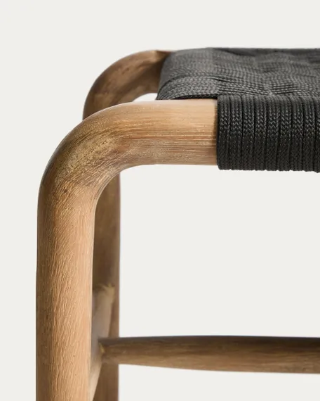 Скамейка Alipa из массива акации и веревки темно-серого цвета