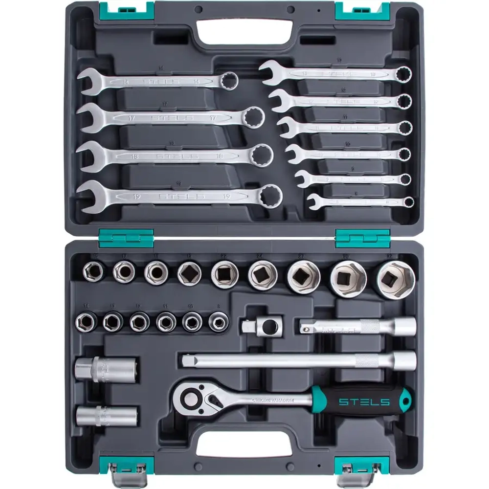 Набор инструментов, 1/2", CrV, 31 предм.// STELS 14102