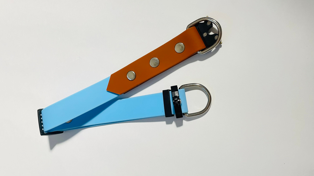 Ошейник для крупных собак из биотана , фастекс кобра металлический, 25 мм, 40-55 см , коричневый, голубой