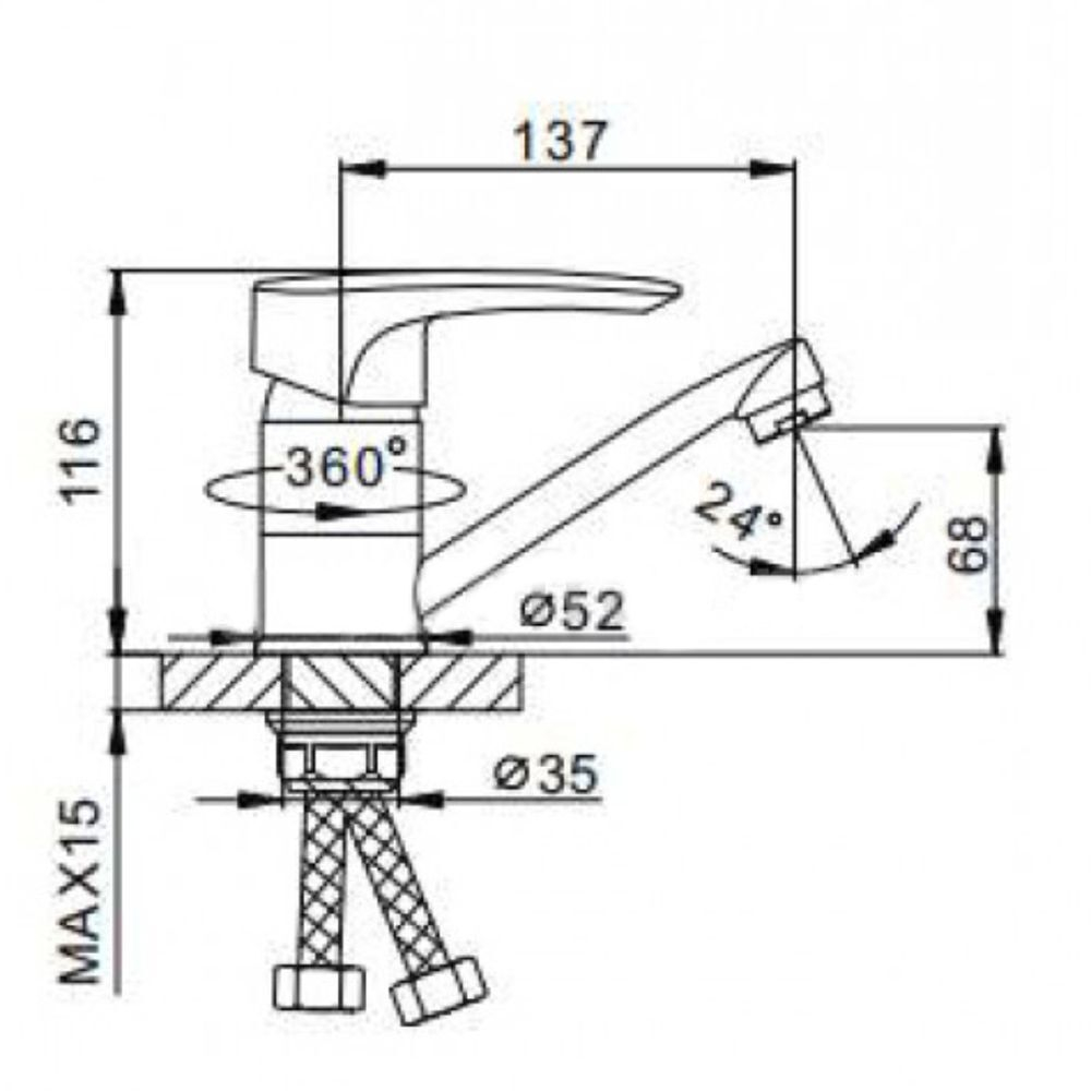 Смеситель для раковины, Frap, корот изл, с картриджем, хром, F45701-B