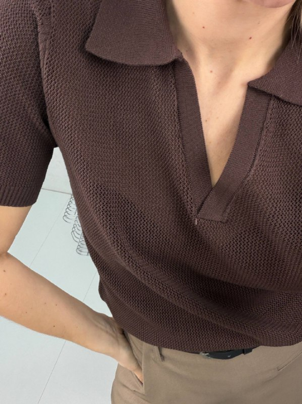 Футболка-поло женская артикул 9610 цвет "коричневый"