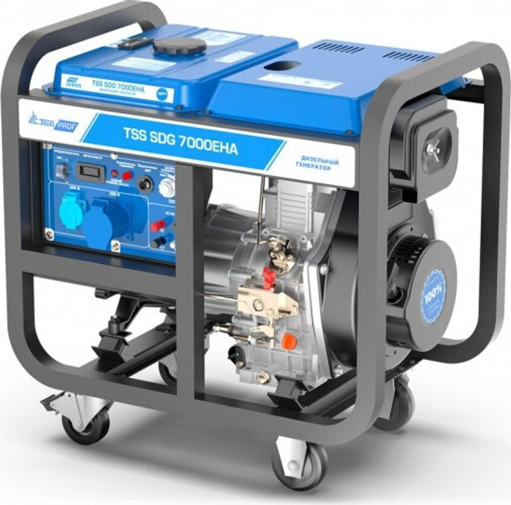 Генератор дизельный с воздушным охлаждением ТСС SDG 7000 EHA открытая 100033