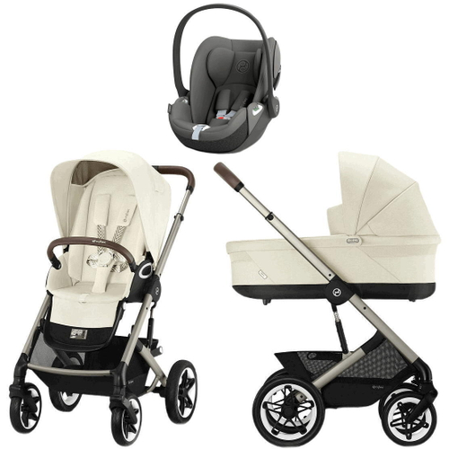 Коляска Cybex Talos S Lux TPE complete Cloud T Mirage Grey 3 в 1 Seashell Beige с дождевиками