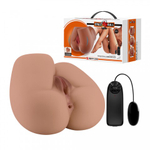 Мастурбатор реалистичный двойной Bernace с вибрацией (анус+вагина) коричневый