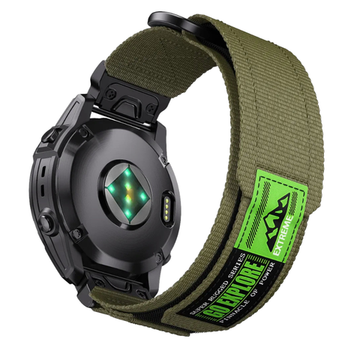 Нейлоновый ремешок 26 мм для Garmin (циферблат 51мм) QuickFit на липучке (Хаки)
