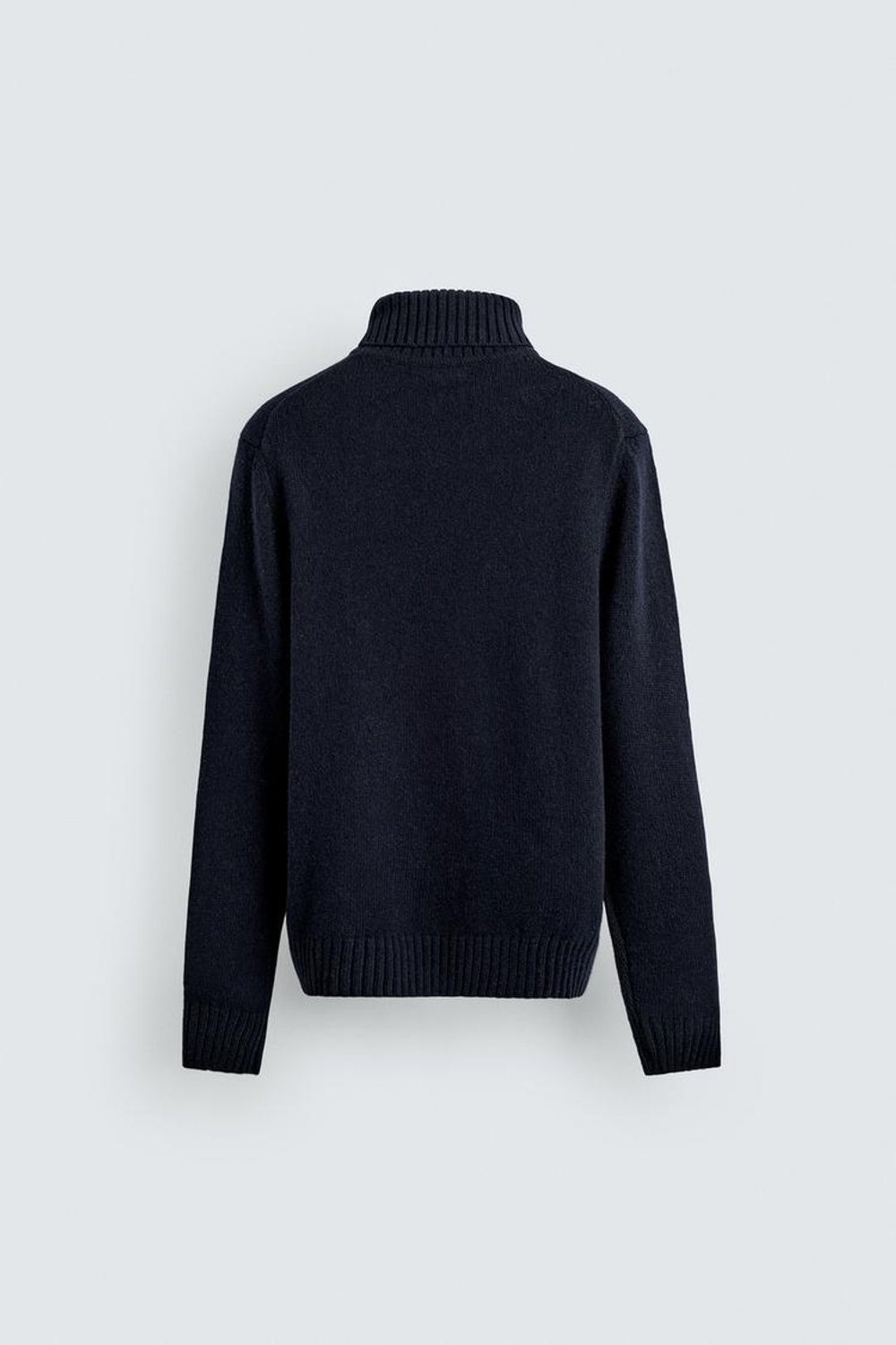 ZARA СВИТЕР С ВЫСОКИМ ВОРОТНИКОМ ИЗ СМЕСОВОЙ ШЕРСТИ, МОРСКОЙ СИНИЙ