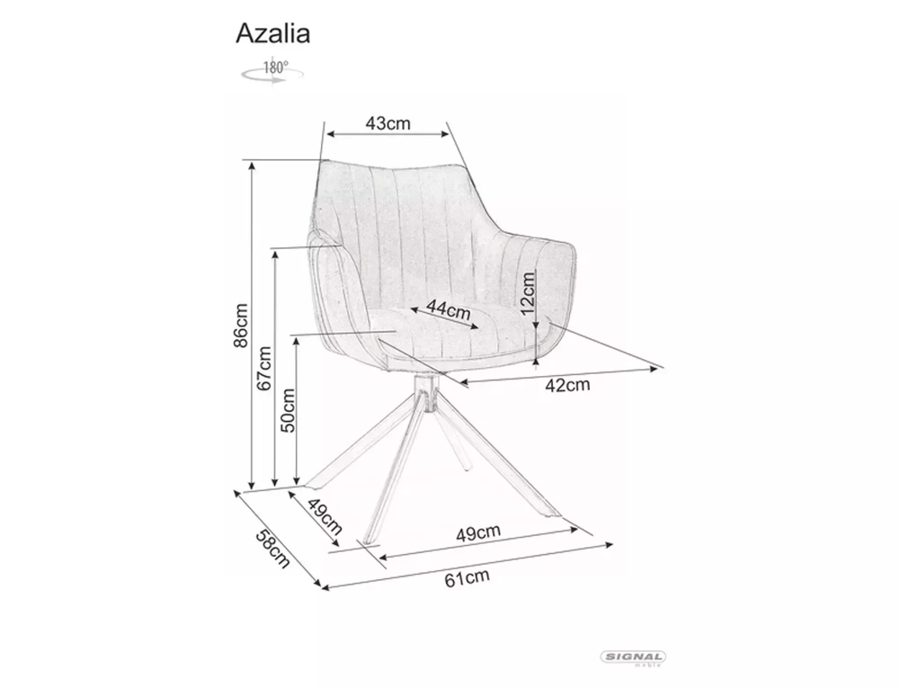 Стул SIGNAL AZALIA Velvet Bluvel 30 светло-бежевый/черный, поворотный