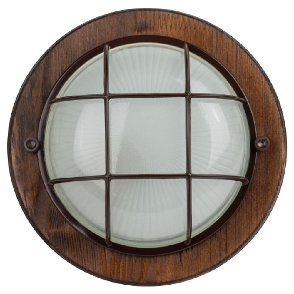 Светильник ЭРА НБО 03-60-022 Кантри дерево/стекло решетка IP54 E27 max 60Вт D220 круг орех