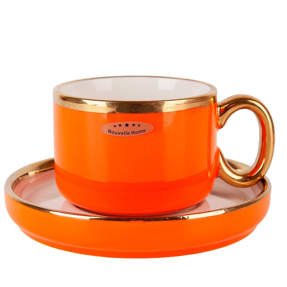 Чашка с блюдцем "Royal line. Orange" v=200мл. (min4) (транспортная упаковка)