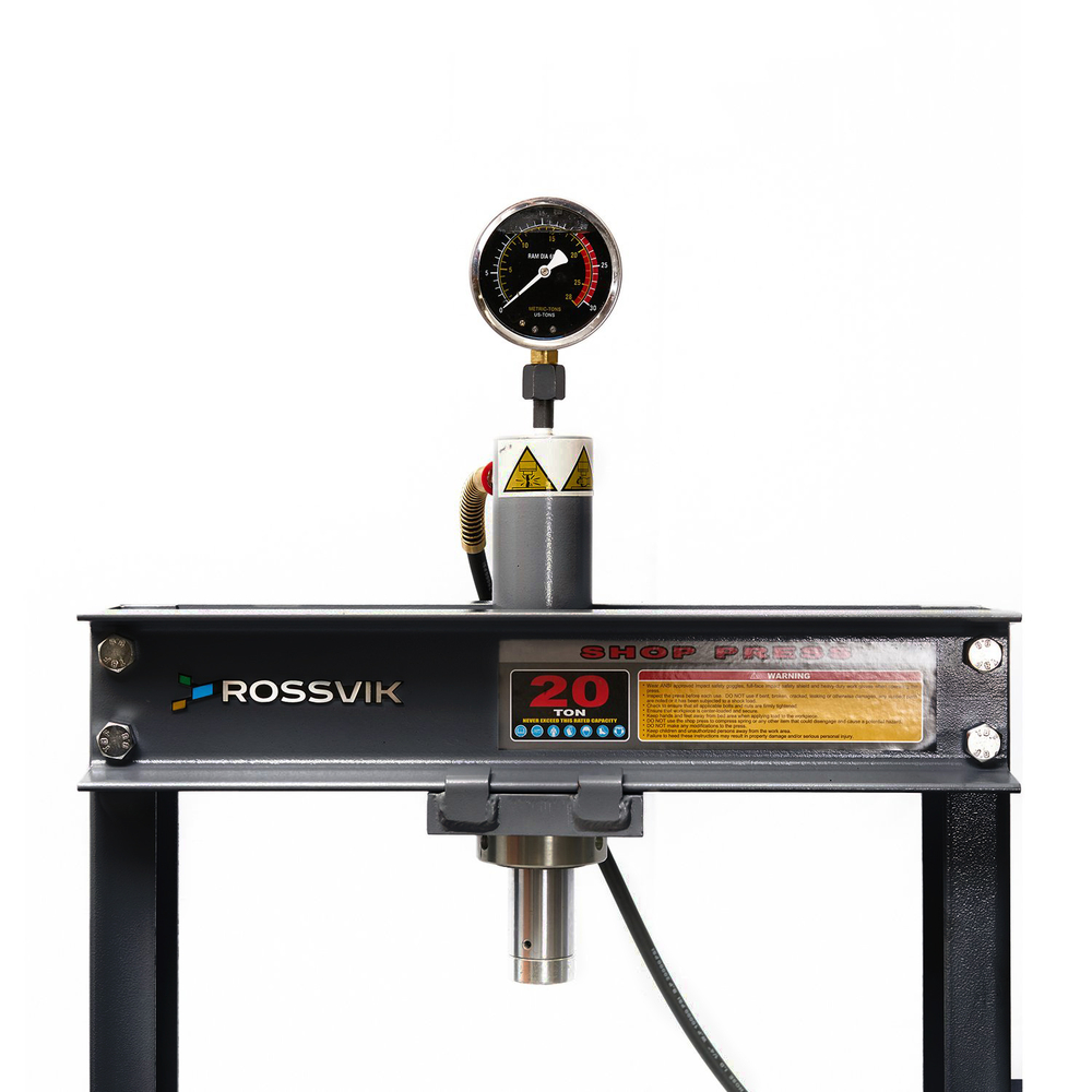 Пресс гидравлический 20 тонн, напольный, с педалью, цвет серый RAL 7016 ROSSVIK