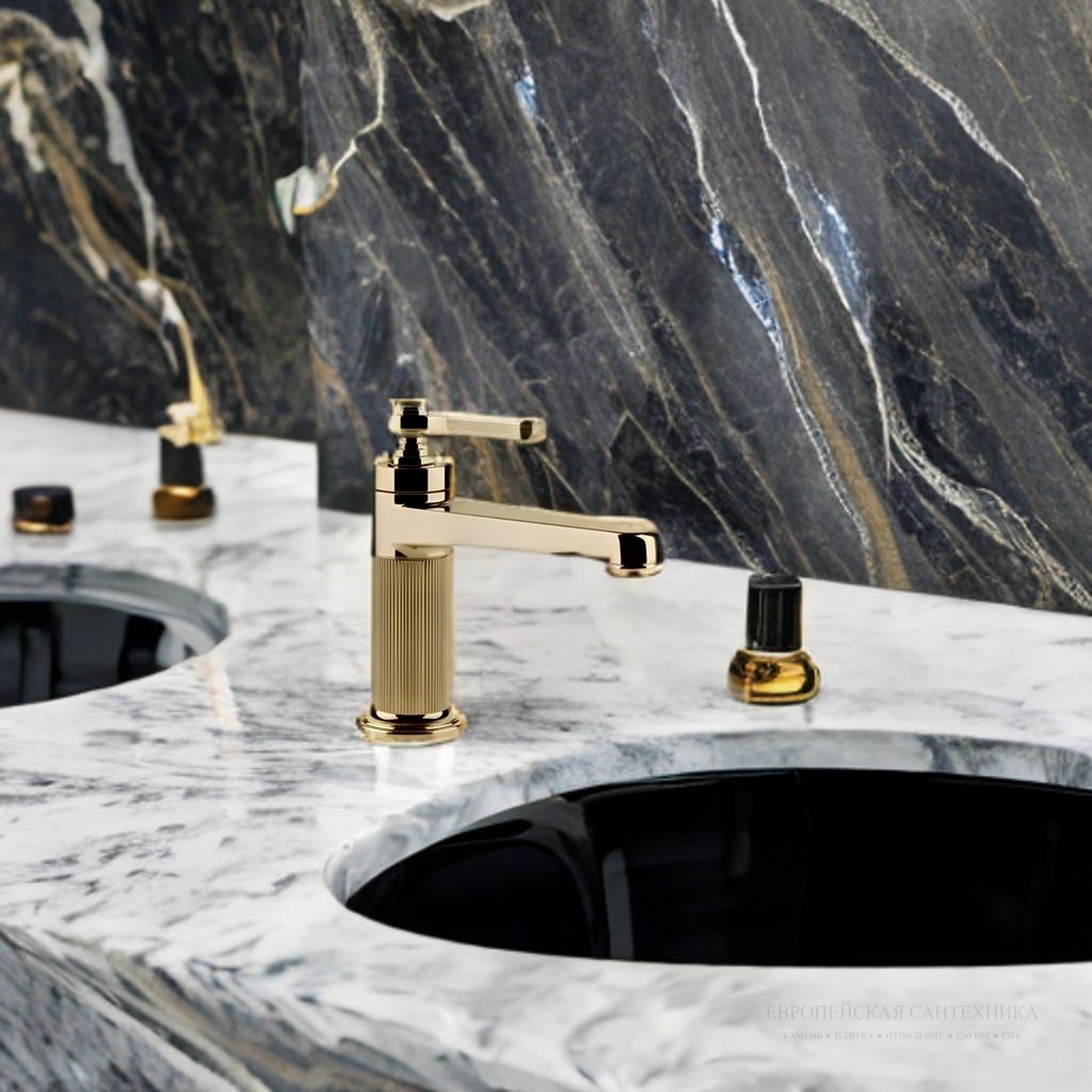 Смеситель для раковины Gessi Venti20 с донным клапаном, цвет Brass PVD