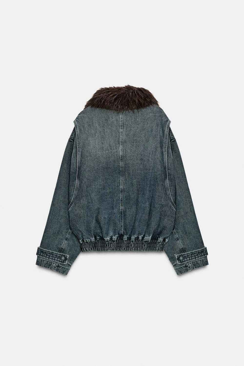 ZARA ДЖИНСОВАЯ КУРТКА-БОМБЕР — ZW COLLECTION, СИНИЙ