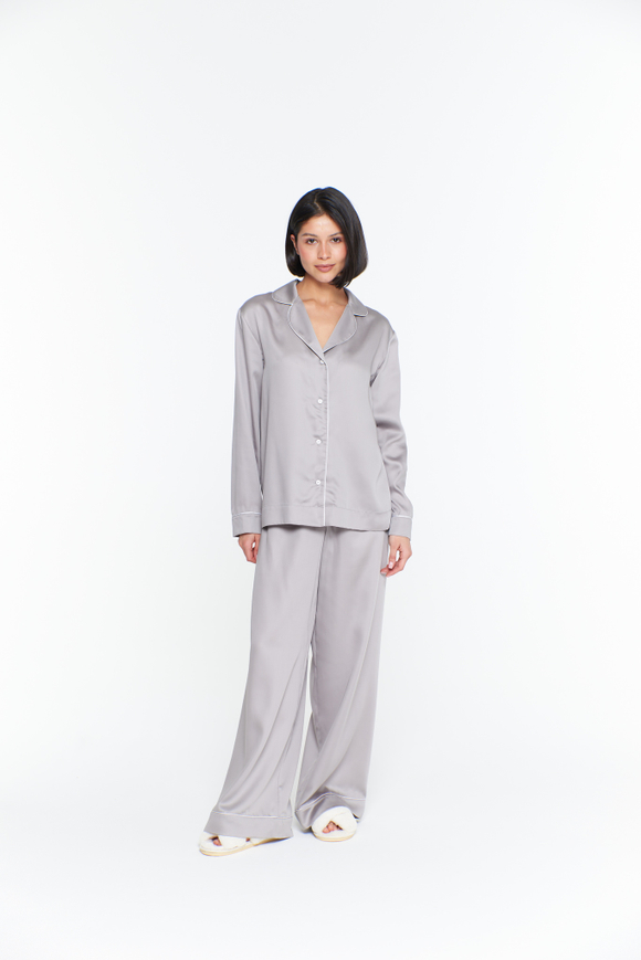 Блуза из тенселя с кантом серебро