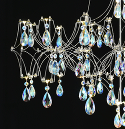 Подвесная люстра светодиодная с пультом и хрустальными подвесками K9 MyFar Ileria MR2651-57P-50СD