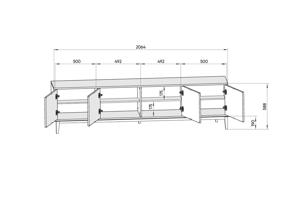 Тумба Fjord 4 двери напольная (белая)