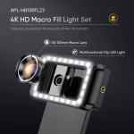 Макрообъектив APEXEL HD для телефона со светодиодным кольцом для смартфона