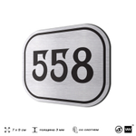 Номерок на дверь квартиры 558, для кабинета, офиса, шильдик 9 х 7 см, серебристый, Айдентика Технолоджи