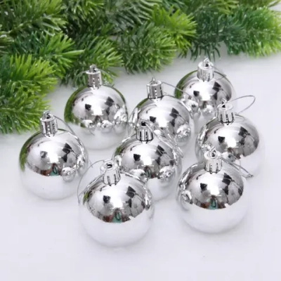 Новогодние шары 5 см (набор 24 шт) «Глянец», серебро