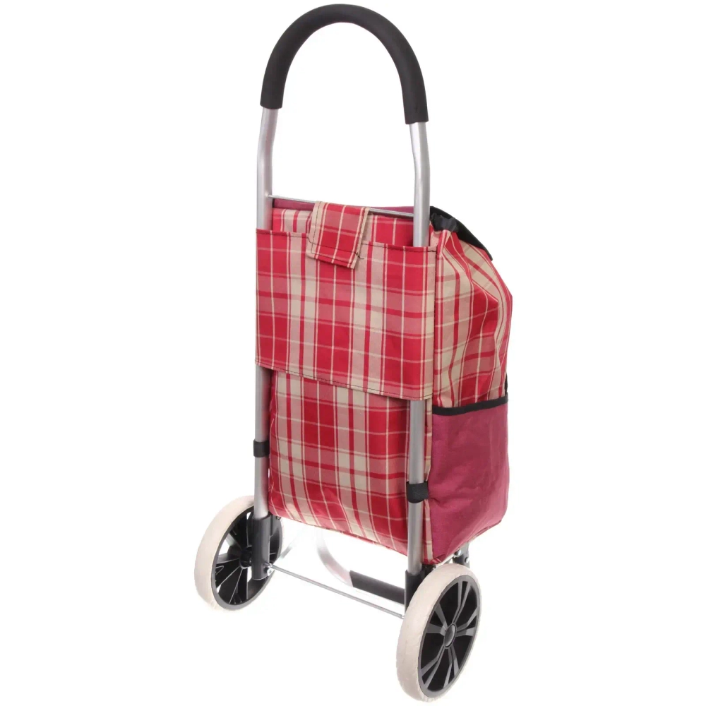 Тележка хозяйственная с сумкой (100*40*35см, колеса 21см,грузоподъемность до50 кг) бордо SYD100B-2