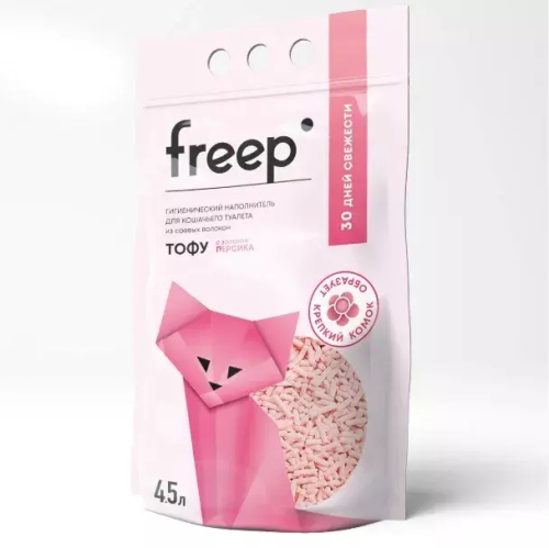 Наполнитель Freep тофу для кошачьего туалета, Персик, 4,5 л
