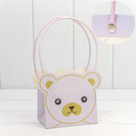 Пакет подарочный 14.5х10х14.5см Ваза для цветов "Мишка" (Сиреневый)