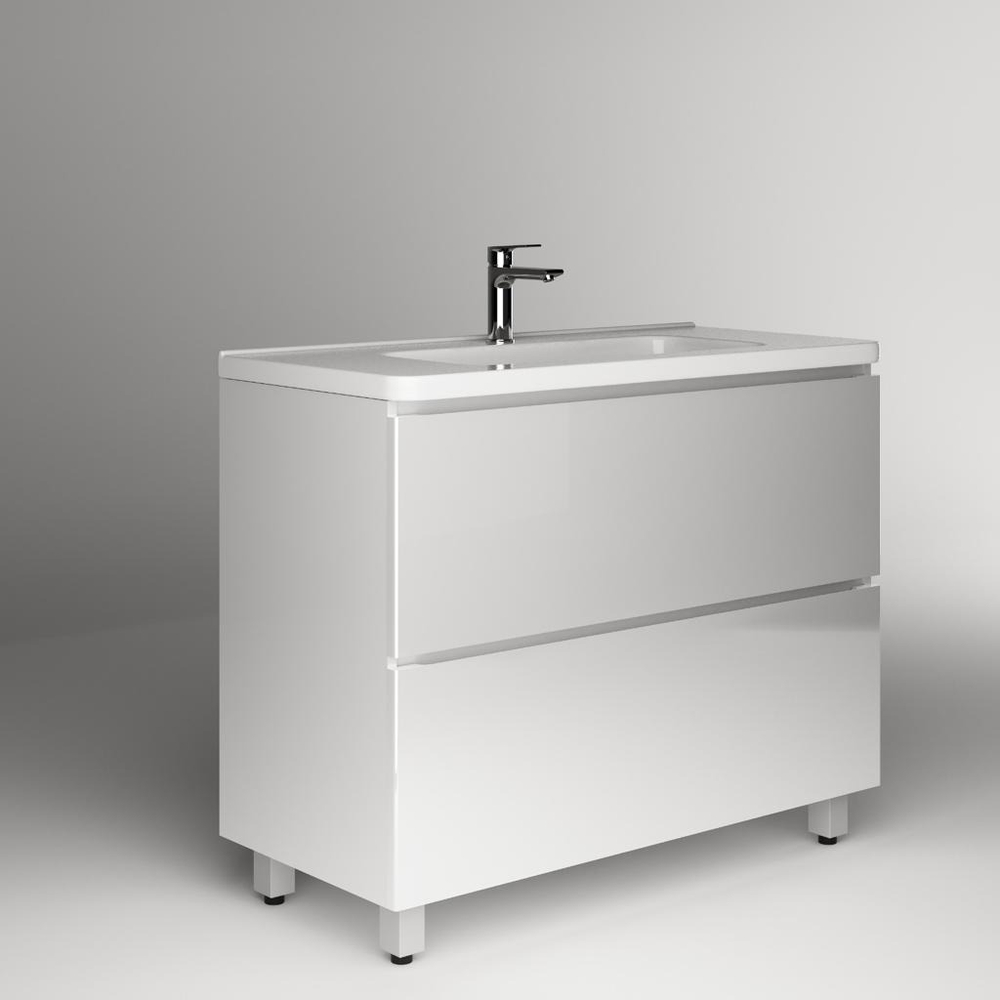 Тумба напольная SANITEKO "Аметист" под COMO 80, 2 ящика, белый глянец